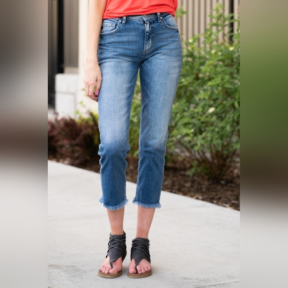 KanCan Denim - Kancan Alex High Rise Crop Straight Frayed Size 24